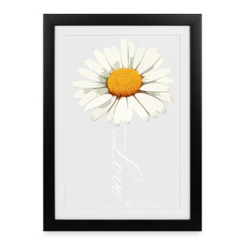 Daisy Flower with Love Script - Framed poster (27 × 37 cm) - black - Front
