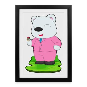 polar bear groom wedding ring wedding - Framed poster (27 × 37 cm) - black - Front