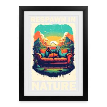 Gaming and nature in retro style - Framed poster (27 × 37 cm) - black - Front