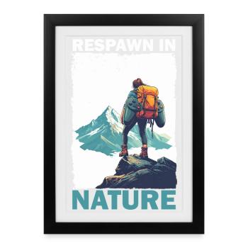 Alpiniste avec sac à dos dans les montagnes Jeux - Affiche encadrée (27 × 37 cm) - noir - Devant
