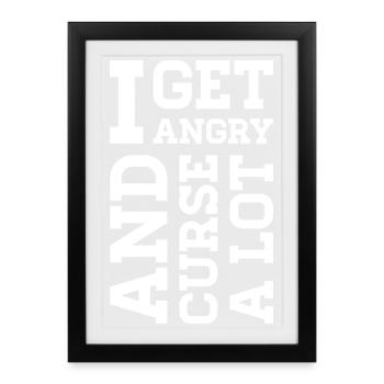 Angry – Statement about anger, protest & emotions - Framed poster (27 × 37 cm) - black - Front