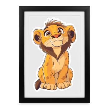 Lion - Affiche encadrée (27 × 37 cm) - noir - Devant
