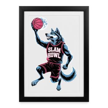 Slam Howl Basketball Wolf - Framed poster (27 × 37 cm) - black - Front