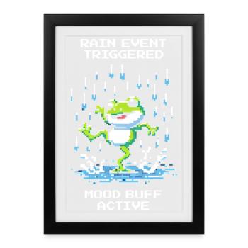 Regen-Event – Stimmungsbuff aktiv | Frosch - Framed poster (27 × 37 cm) - black - Front