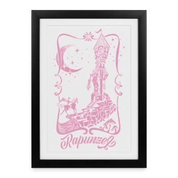 Rapunzel Tower Pink Silhouette - Framed poster (27 × 37 cm) - black - Front