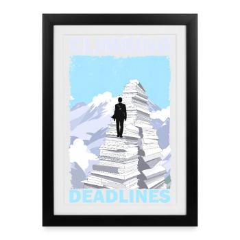Grimper les délais - Funny Office Workload Mountai - Affiche encadrée (27 × 37 cm) - noir - Devant
