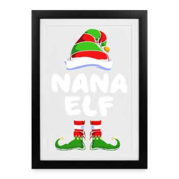 Elfe Elfe Cadeau de Noël Mamie Grand-mère - Affiche encadrée (27 × 37 cm) - noir - Devant