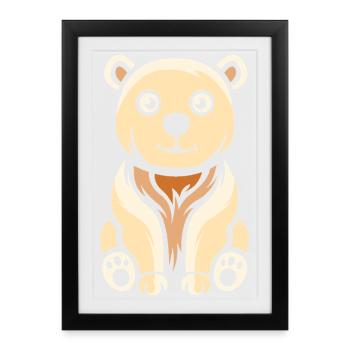 Niedlicher Cartoon-Eisbär Wintermotiv - Gerahmtes Poster (27 × 37 cm) - Schwarz - Vorne