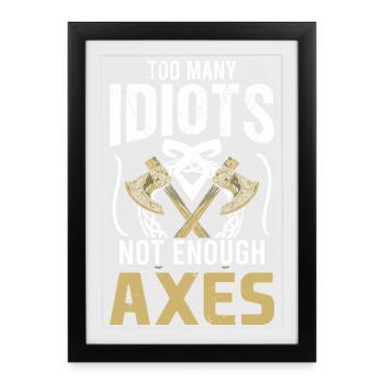 Mythologie viking Valhalla guerrier hache dictons - Affiche encadrée (27 × 37 cm) - noir - Devant