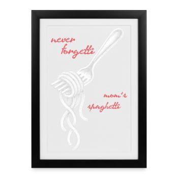 N’oubliez jamais le dessin d’une fourchette à spaghetti - Affiche encadrée (27 × 37 cm) - noir - Devant