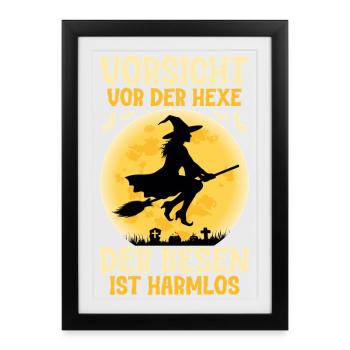 Beware of the witch The broom is harmless - Framed poster (27 × 37 cm) - black - Front