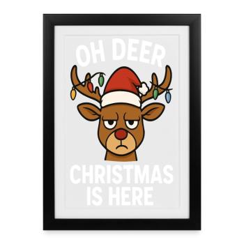 Oh Cerf - Noël est là - Affiche encadrée (27 × 37 cm) - noir - Devant