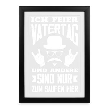 Drôle de cadeau de fête des pères papa bière - Affiche encadrée (27 × 37 cm) - noir - Devant