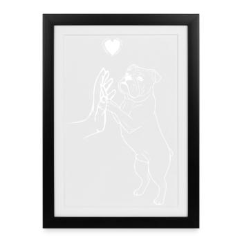 Bouledogue anglais amoureux chien - Affiche encadrée (27 × 37 cm) - noir - Devant