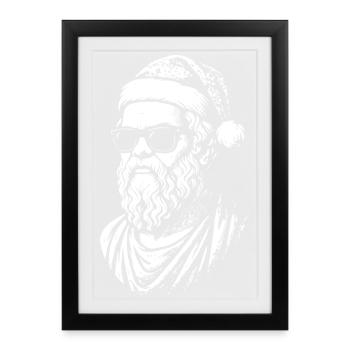 Weihnachtsmann Sonnenbrillen Pop Art - Gerahmtes Poster (27 × 37 cm) - Schwarz - Vorne