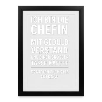 Chefin mit Geduld und Kaffee – Lustiges Frauen  - Framed poster (27 × 37 cm) - black - Front