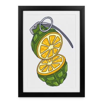 Camouflage d'une orange - Affiche encadrée (27 × 37 cm) - noir - Devant