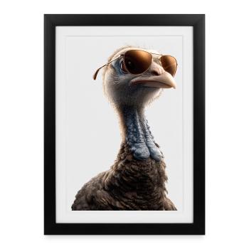 Dinde Poules Oiseaux Dinde - Affiche encadrée (27 × 37 cm) - noir - Devant