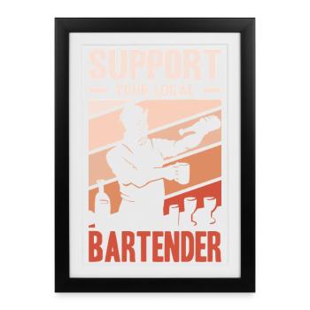 Bartender Gifts Farewell Gastronomy - Framed poster (27 × 37 cm) - black - Front