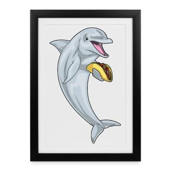 Taco au dauphin - Affiche encadrée (27 × 37 cm) - noir - Devant