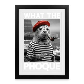 What the Phoque Pays Basque Humour Régional Basque - Affiche encadrée (27 × 37 cm) - noir - Devant