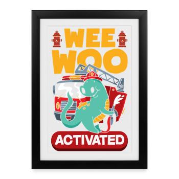 Wee Woo Squad Fire Tiny Feuerwehrmann - Gerahmtes Poster (27 × 37 cm) - Schwarz - Vorne