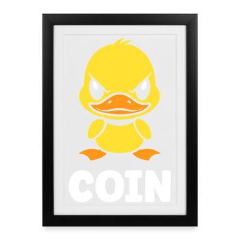 Canard Jaune Mascotte Coin - Affiche encadrée (27 × 37 cm) - noir - Devant