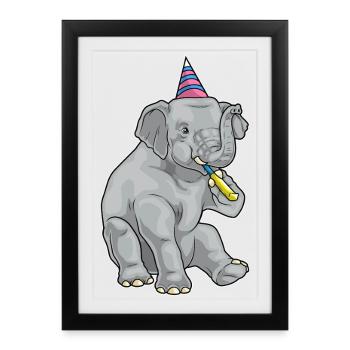 Elephant Birthday Toad - Framed poster (27 × 37 cm) - black - Front