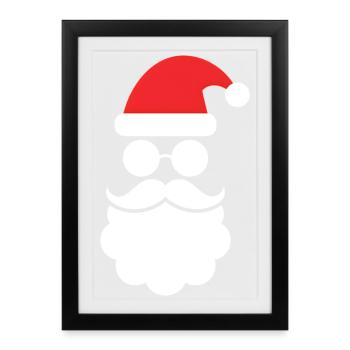 Santa Claus with Beard Minimal Head Design - Framed poster (27 × 37 cm) - black - Front