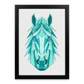 Cheval géométrique : Prisme sarcelle - Affiche encadrée (27 × 37 cm) - noir - Devant