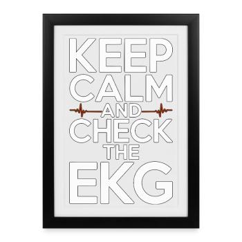 Technicien en cardiologie : Restez calme et vérifiez l’imagerie cardiaque - Affiche encadrée (27 × 37 cm) - noir - Devant