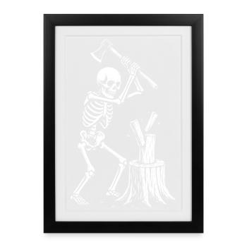 Skeleton Lumberjack Silhouette - Framed poster (27 × 37 cm) - black - Front