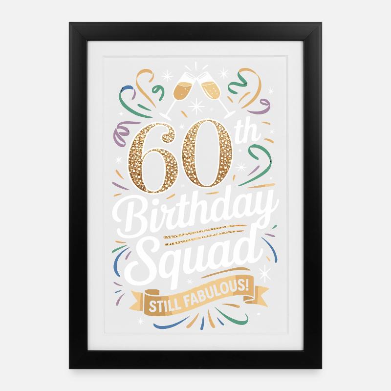Besatzung des 60. Geburtstags - Gerahmtes Poster (27 × 37 cm) - Schwarz