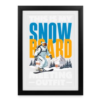 Télésiège de réunion de snowboard snowboard - Affiche encadrée (27 × 37 cm) - noir - Devant