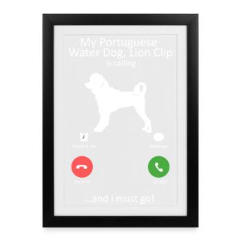 Portuguese Water Dog Is Calling Funny Lion Clip - Framed poster (27 × 37 cm) - black - Front