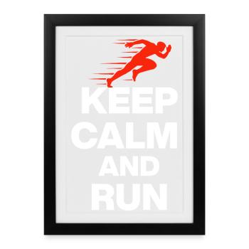 RESTE CALME ET COURS ! - Affiche encadrée (27 × 37 cm) - noir - Devant