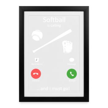 Softball Is Calling Funny Incoming Call Phone - Framed poster (27 × 37 cm) - black - Front