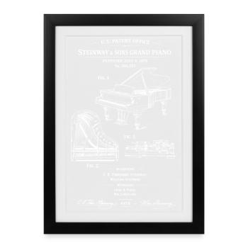 Plan de piano breveté vintage - Affiche encadrée (27 × 37 cm) - noir - Devant
