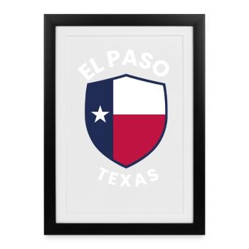 Drapeau du Bouclier du Texas d’El Paso - Affiche encadrée (27 × 37 cm) - noir - Devant