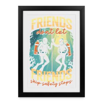 Plongeurs Plongée Plongée Plongée Arrêts de sécurité pour les skions - Affiche encadrée (27 × 37 cm) - noir - Devant