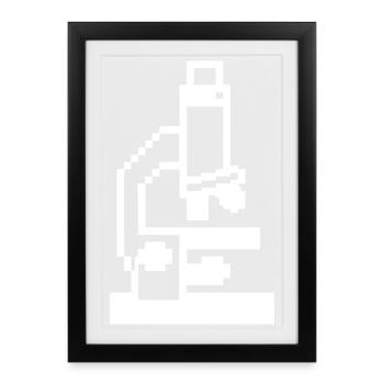 Pixel Microscope 8-Bit Laboratory - Framed poster (27 × 37 cm) - black - Front