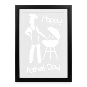 Bonne fête des pères - Grill blanc - Affiche encadrée (27 × 37 cm) - noir - Devant