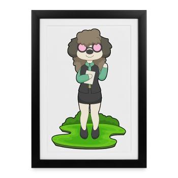 Dog Secretary Glasses Office - Framed poster (27 × 37 cm) - black - Front