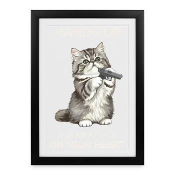 Hands Up It Is An Attack On Your Heart - Framed poster (27 × 37 cm) - black - Front