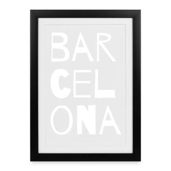 Barcelona Vertical Lettering Design - Framed poster (27 × 37 cm) - black - Front