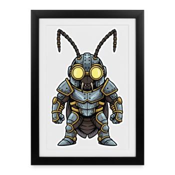 Cockroach Steampunk Soldier Armor Steel Bluish - Framed poster (27 × 37 cm) - black - Front