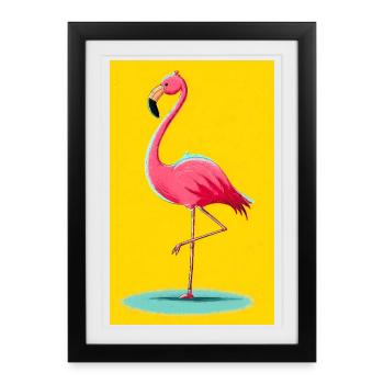 Flamant - Affiche encadrée (27 × 37 cm) - noir - Devant