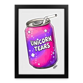 Larmes de licorne en canette de soda - Affiche encadrée (27 × 37 cm) - noir - Devant