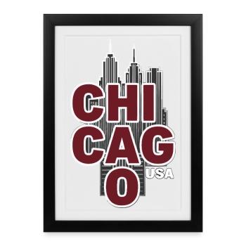 Chicago Skyline USA Illinois - Framed poster (27 × 37 cm) - black - Front