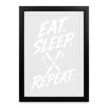 Sports d’hiver Vacances de ski Skieurs SkiSilhouette - Affiche encadrée (27 × 37 cm) - noir - Devant